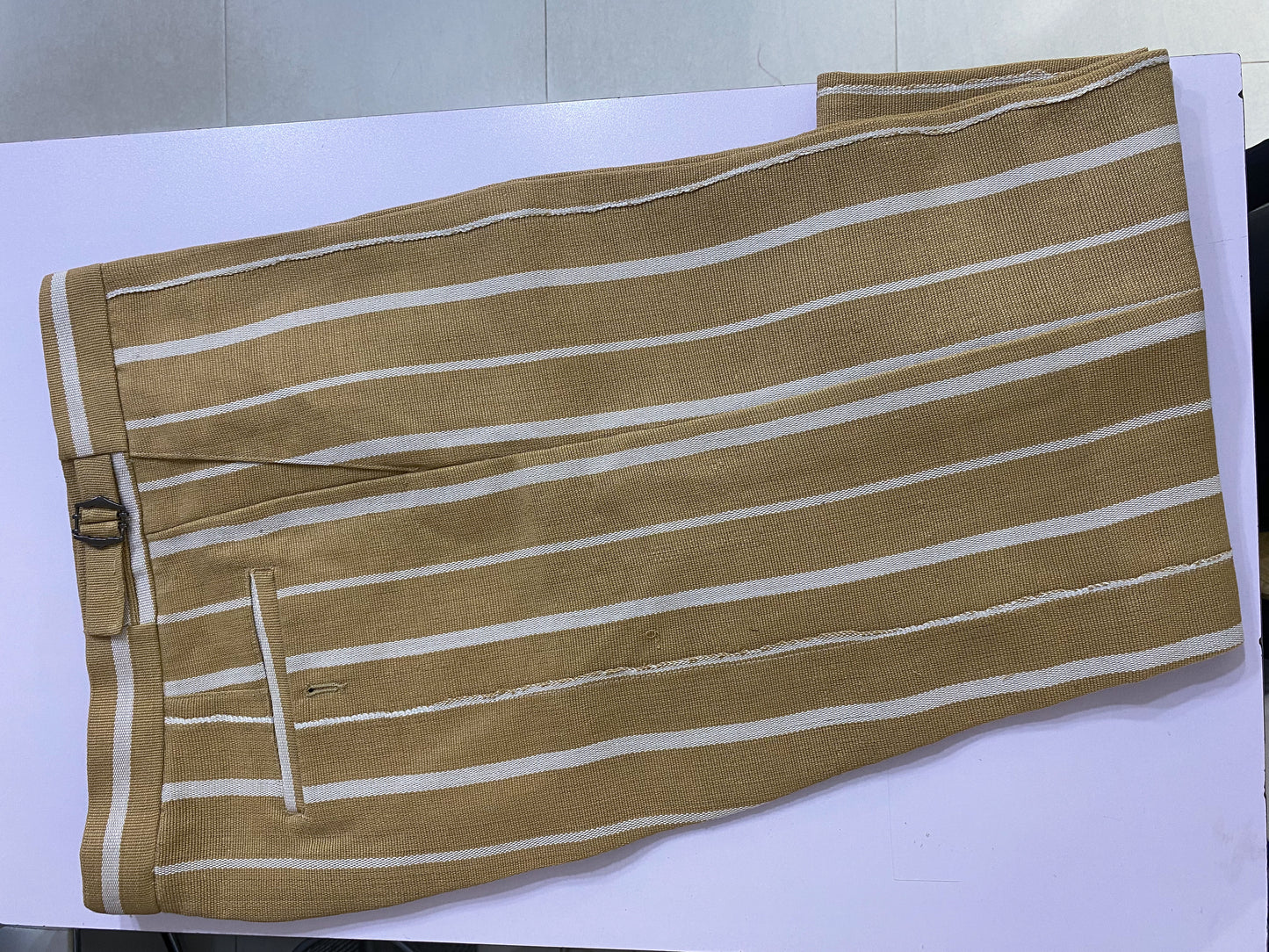 Cream and White Stripe Aso Oke Trouser