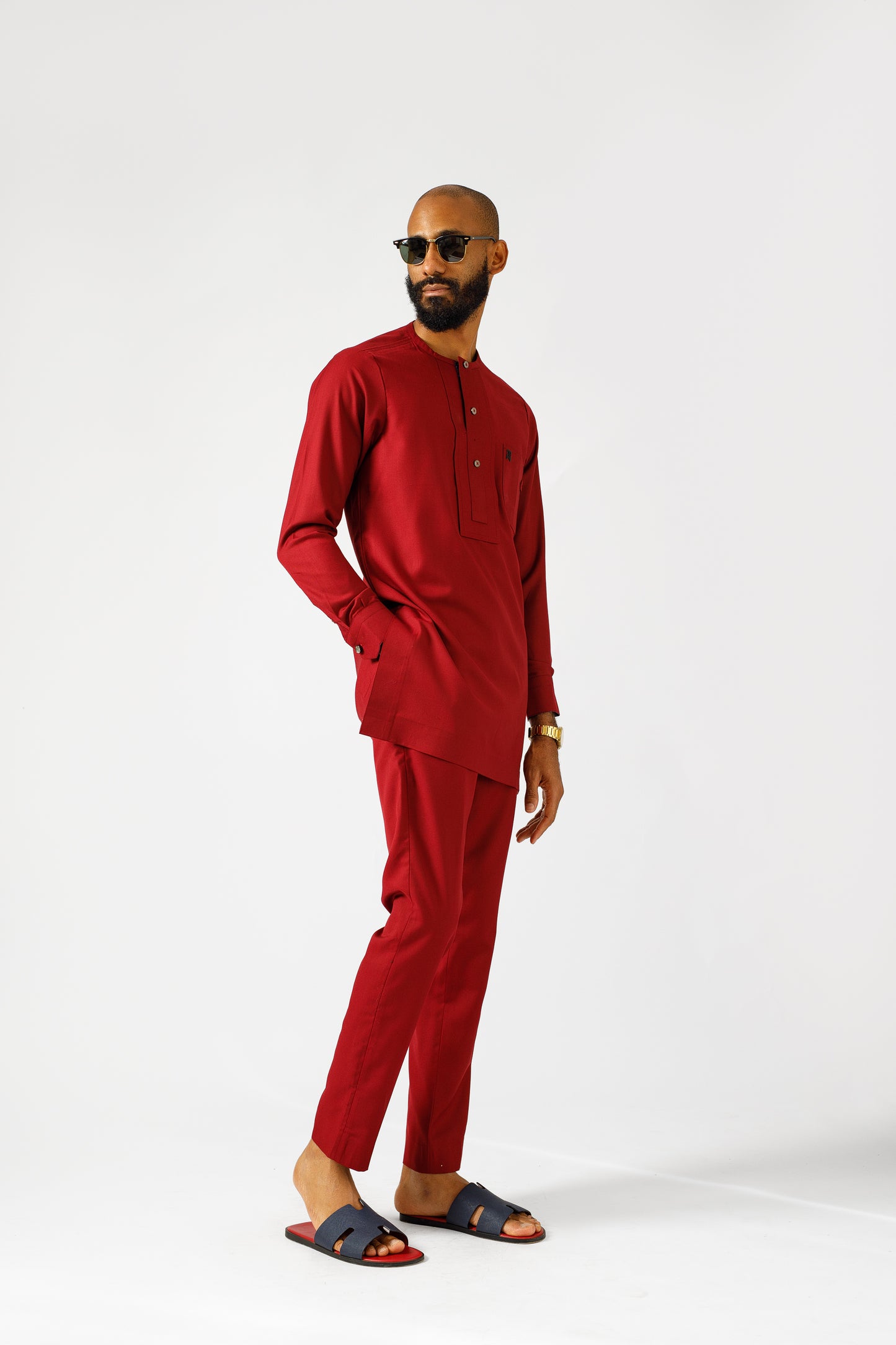 Burgundy kaftan long sleeve