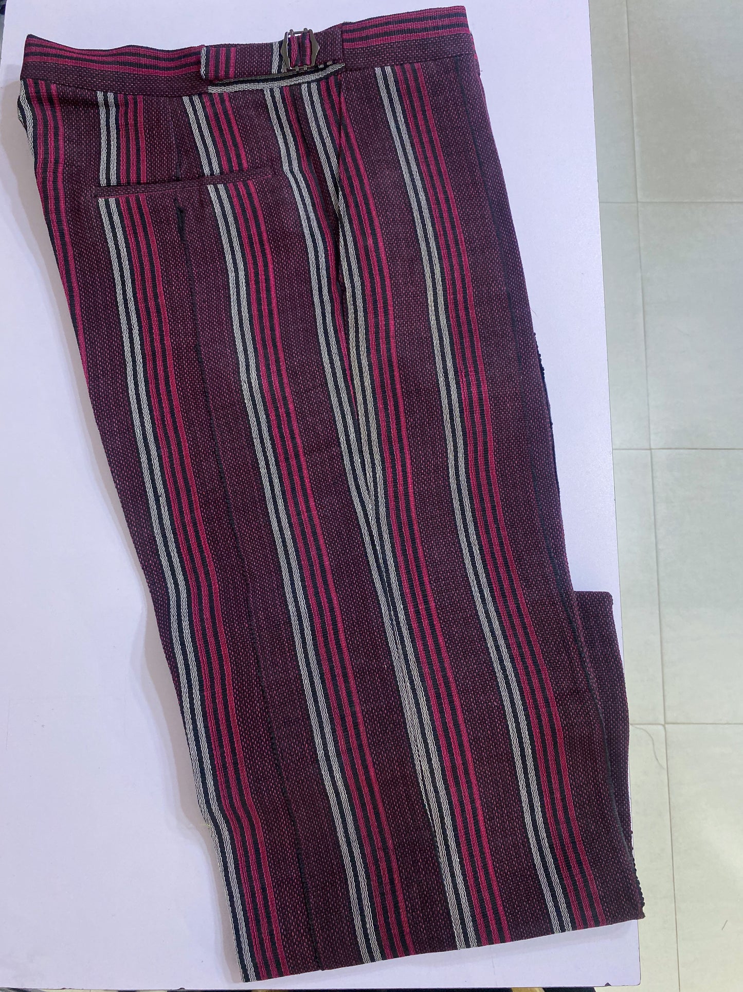 Wine Stripe Aso Oke Trouser