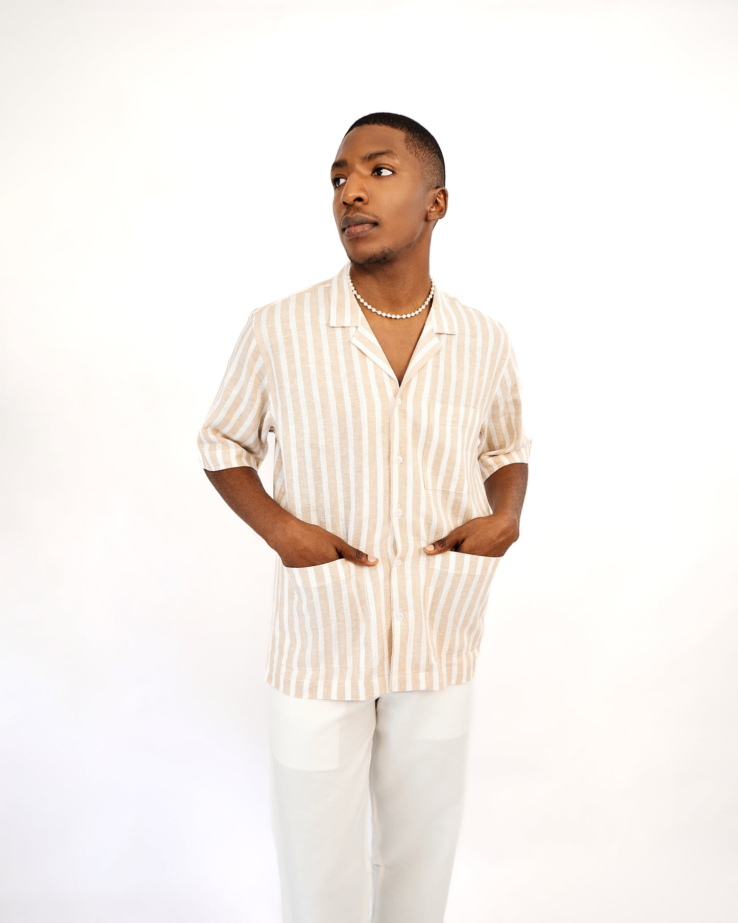 Brown stripped linen shirt
