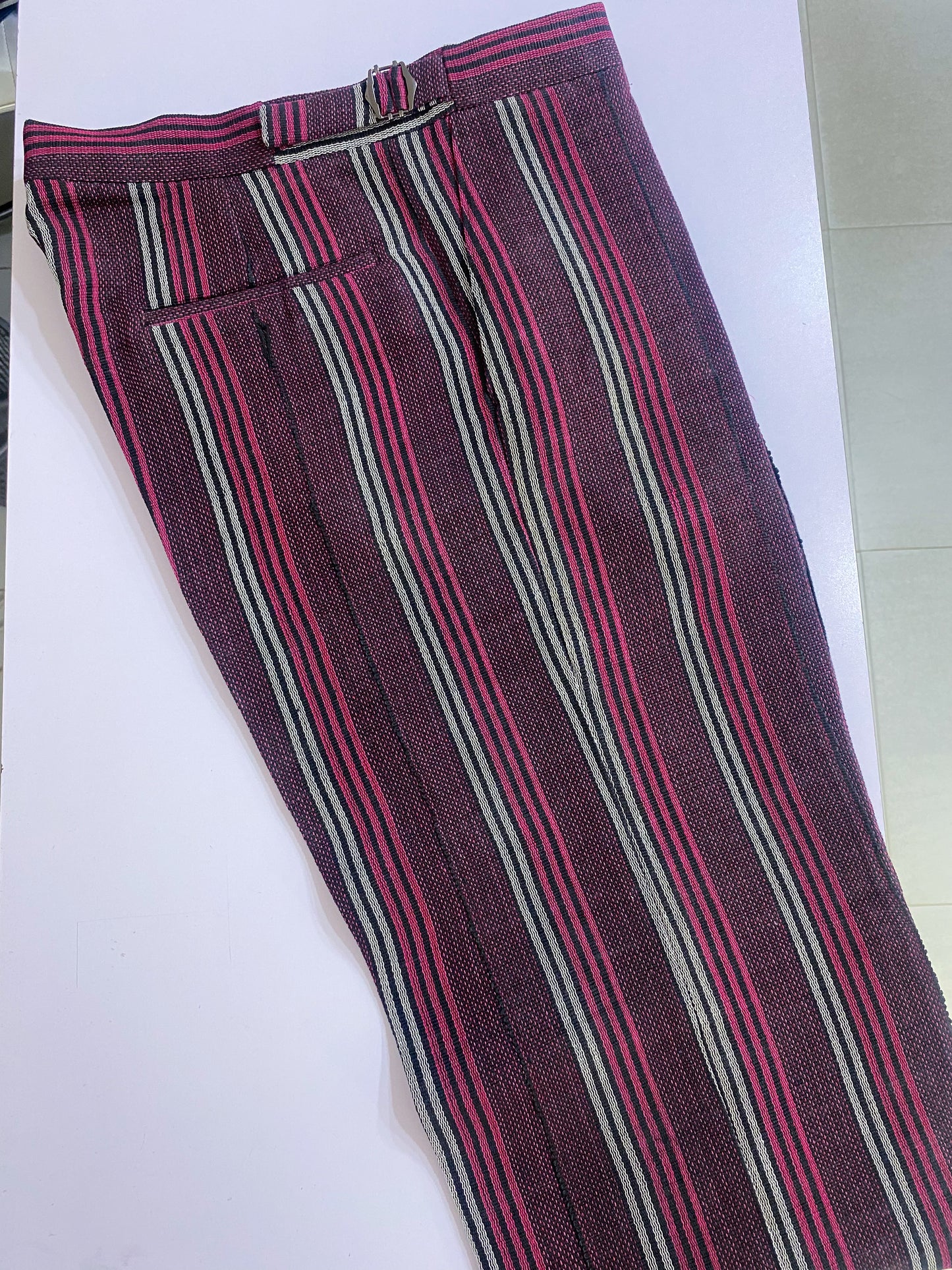 Wine Stripe Aso Oke Trouser