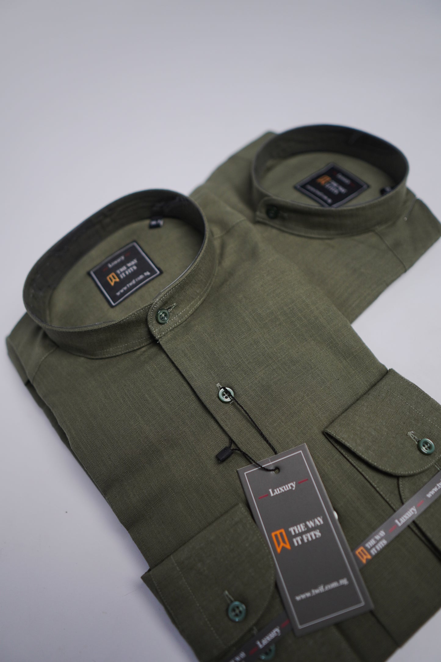 Army Green Linen Bishop Collar shirt
