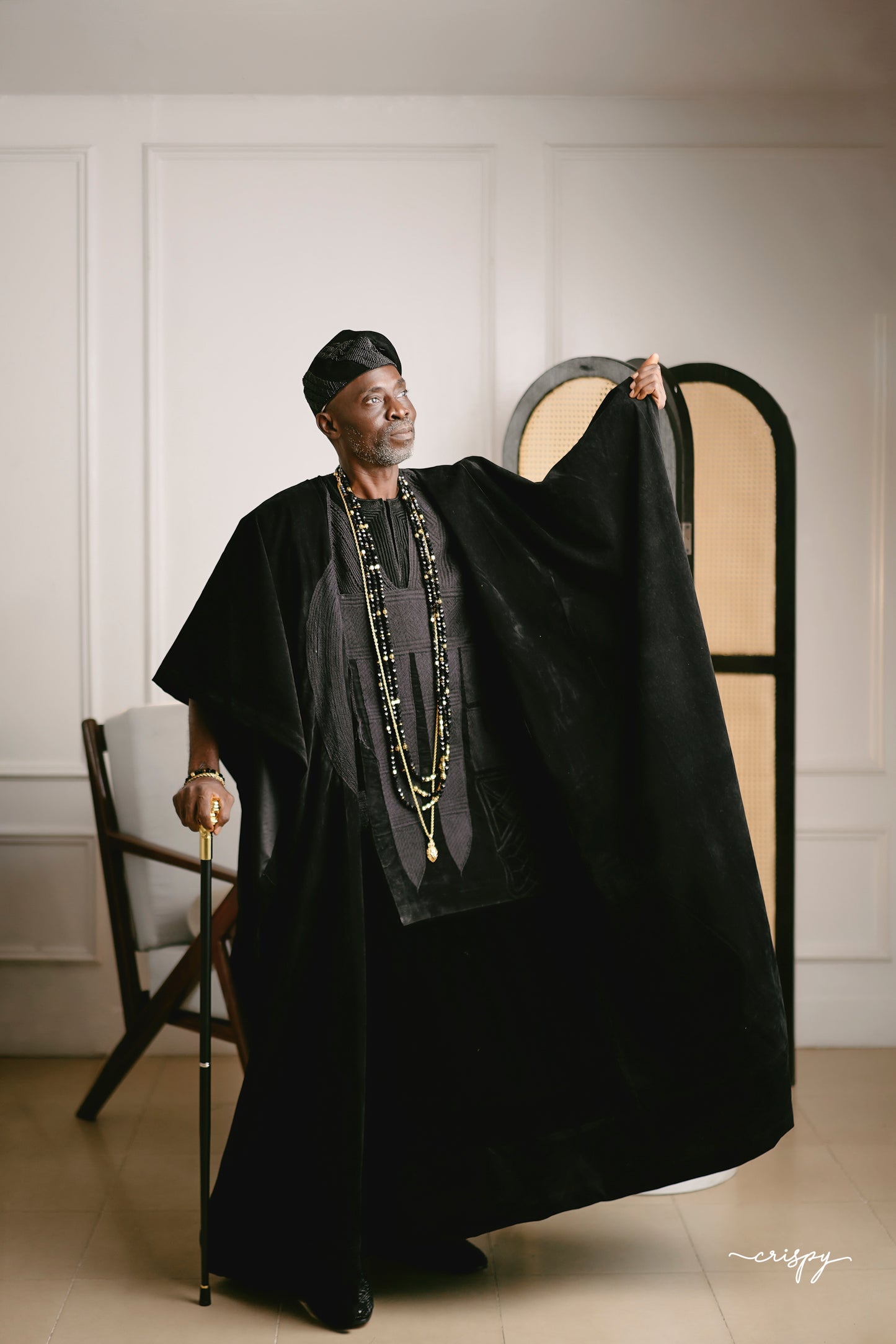 Black Soak Velvet 3pc Agbada