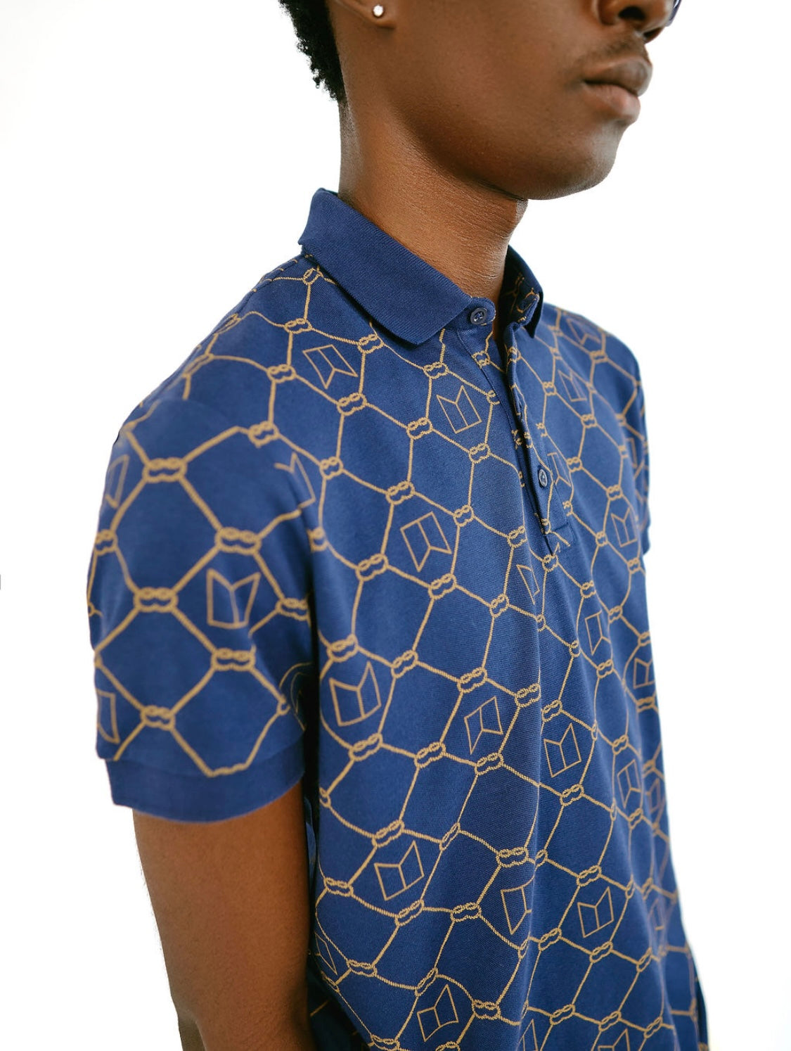 Navy Blue Full Print Polo
