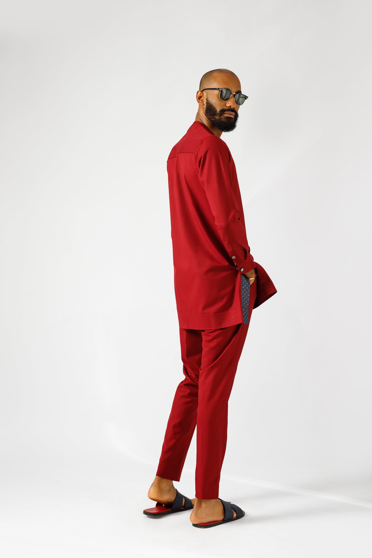 Burgundy kaftan long sleeve