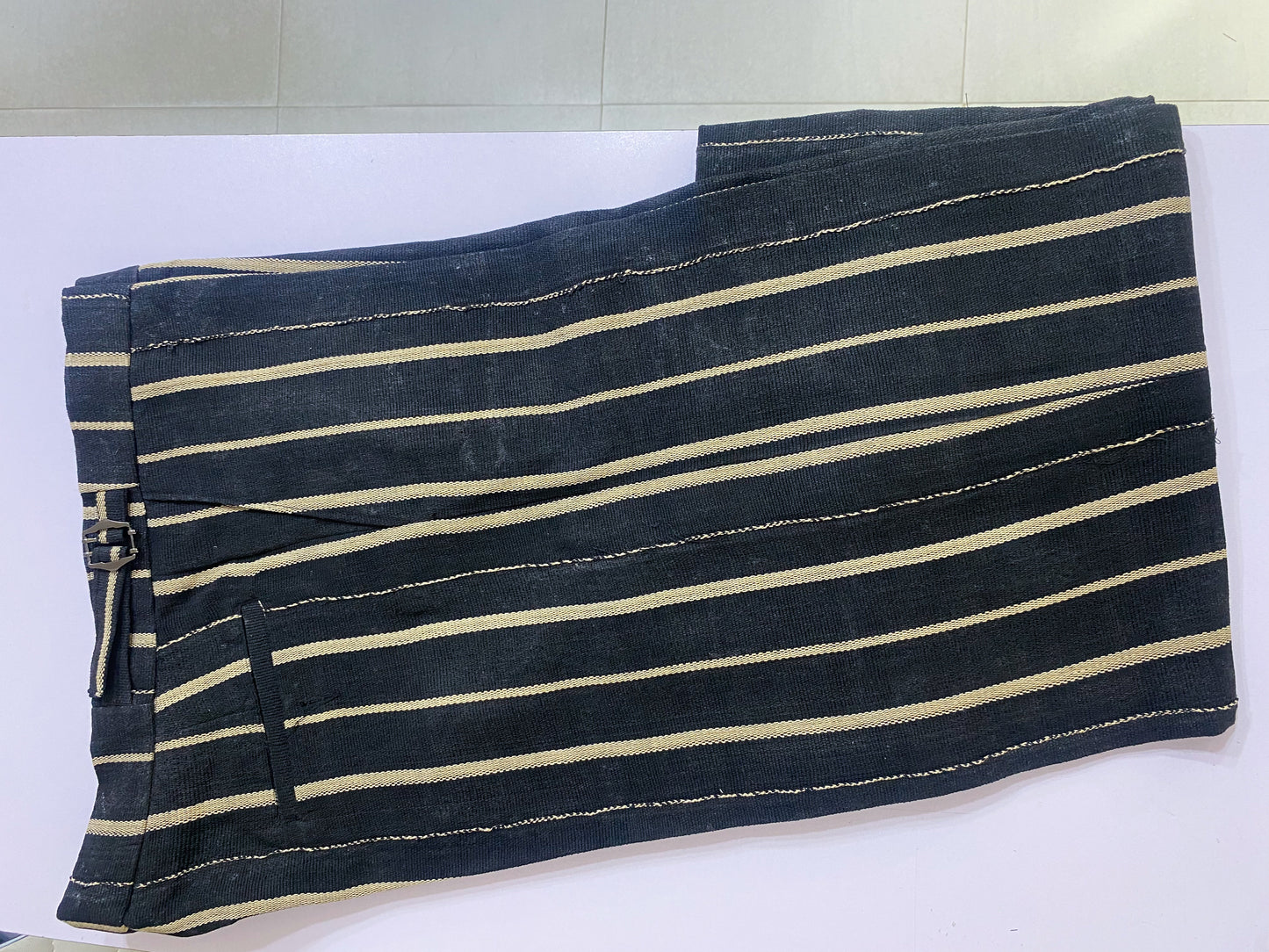Black and Beige Striped Aso Oke Trouser