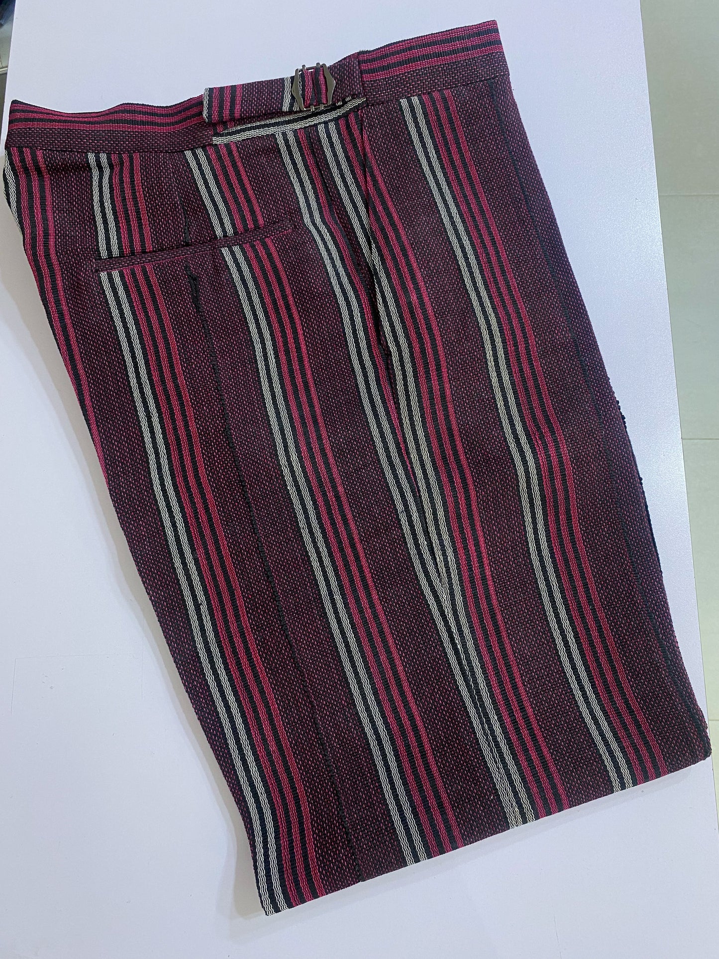 Wine Stripe Aso Oke Trouser