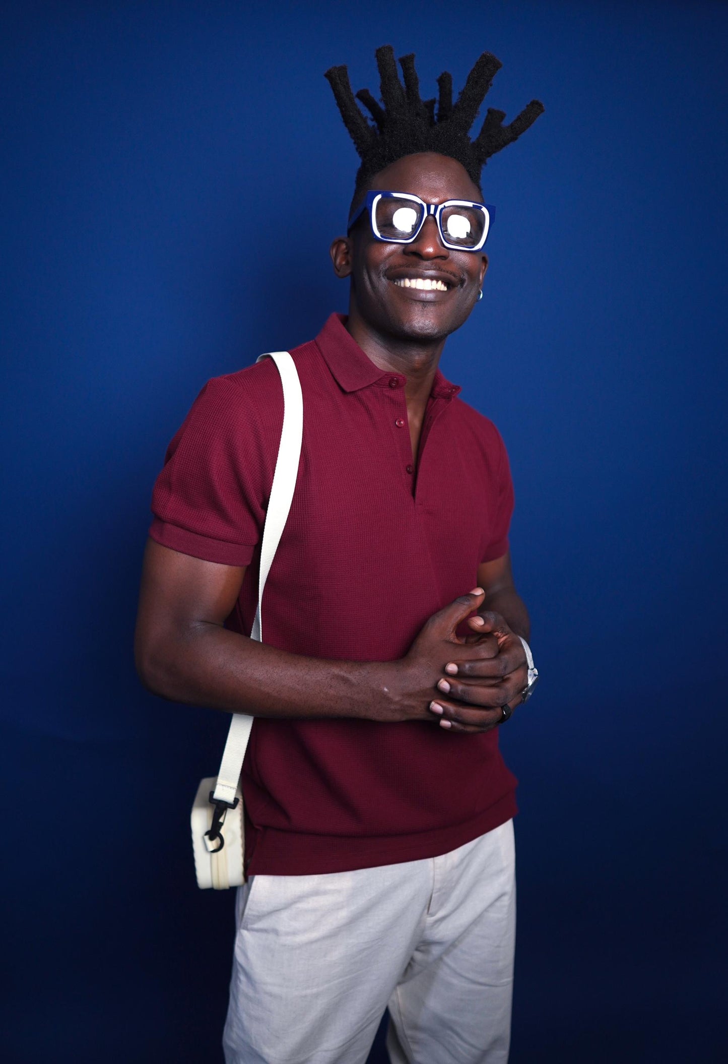 Wine Knitted Polo with Buttons