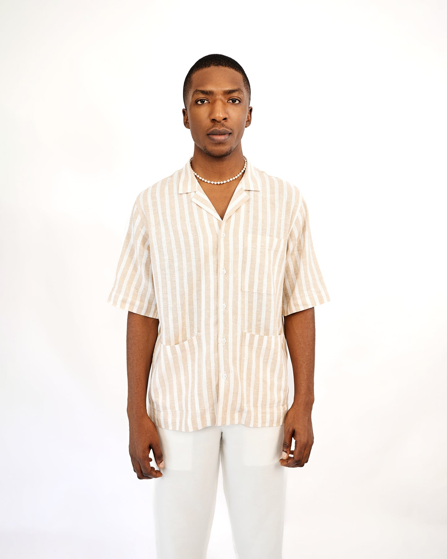 Brown stripped linen shirt