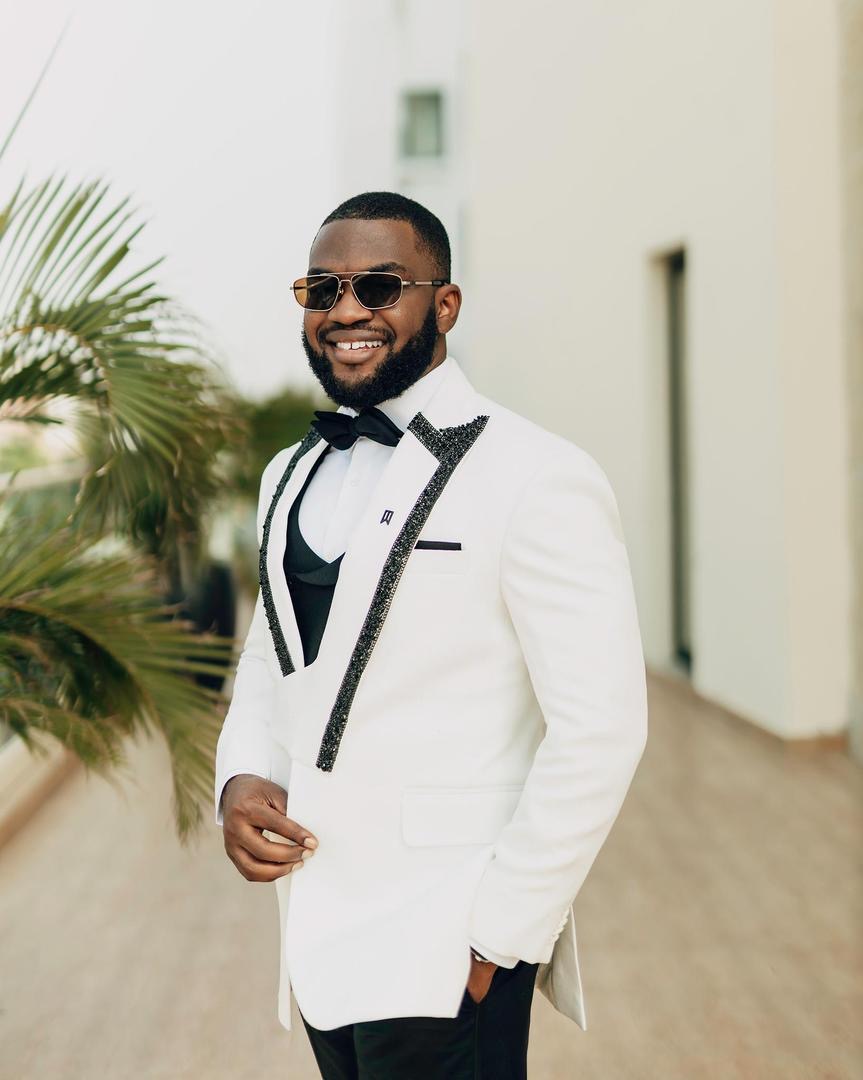 Ivory strapped embelished Tuxedo