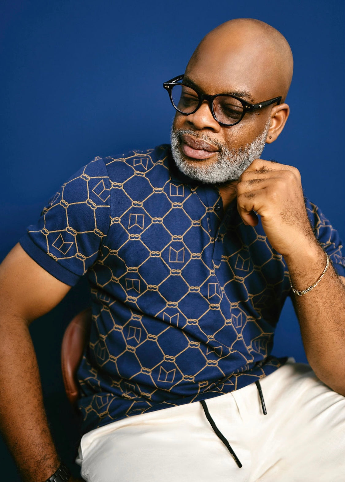 Navy Blue Full Print Polo