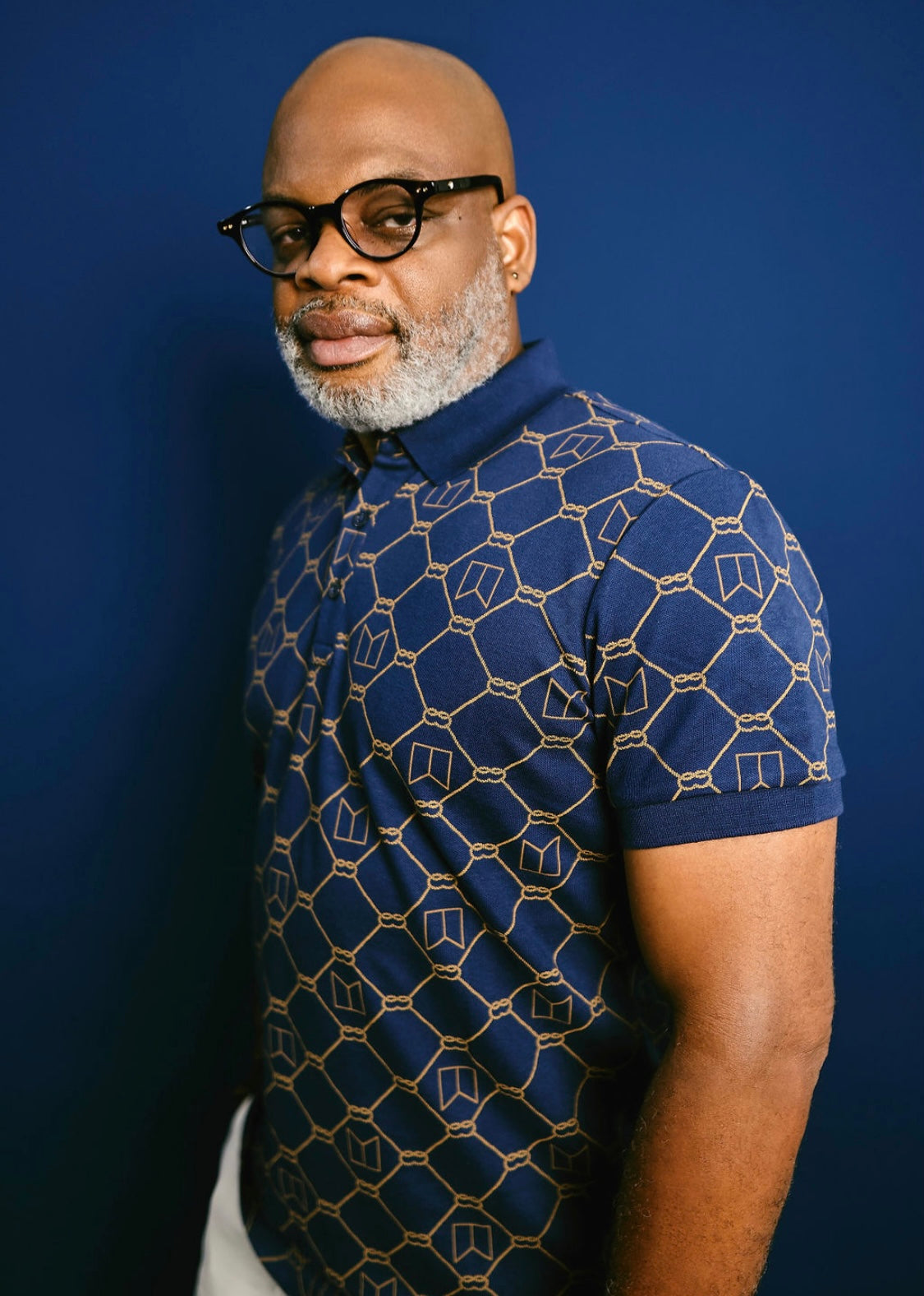 Navy Blue Full Print Polo