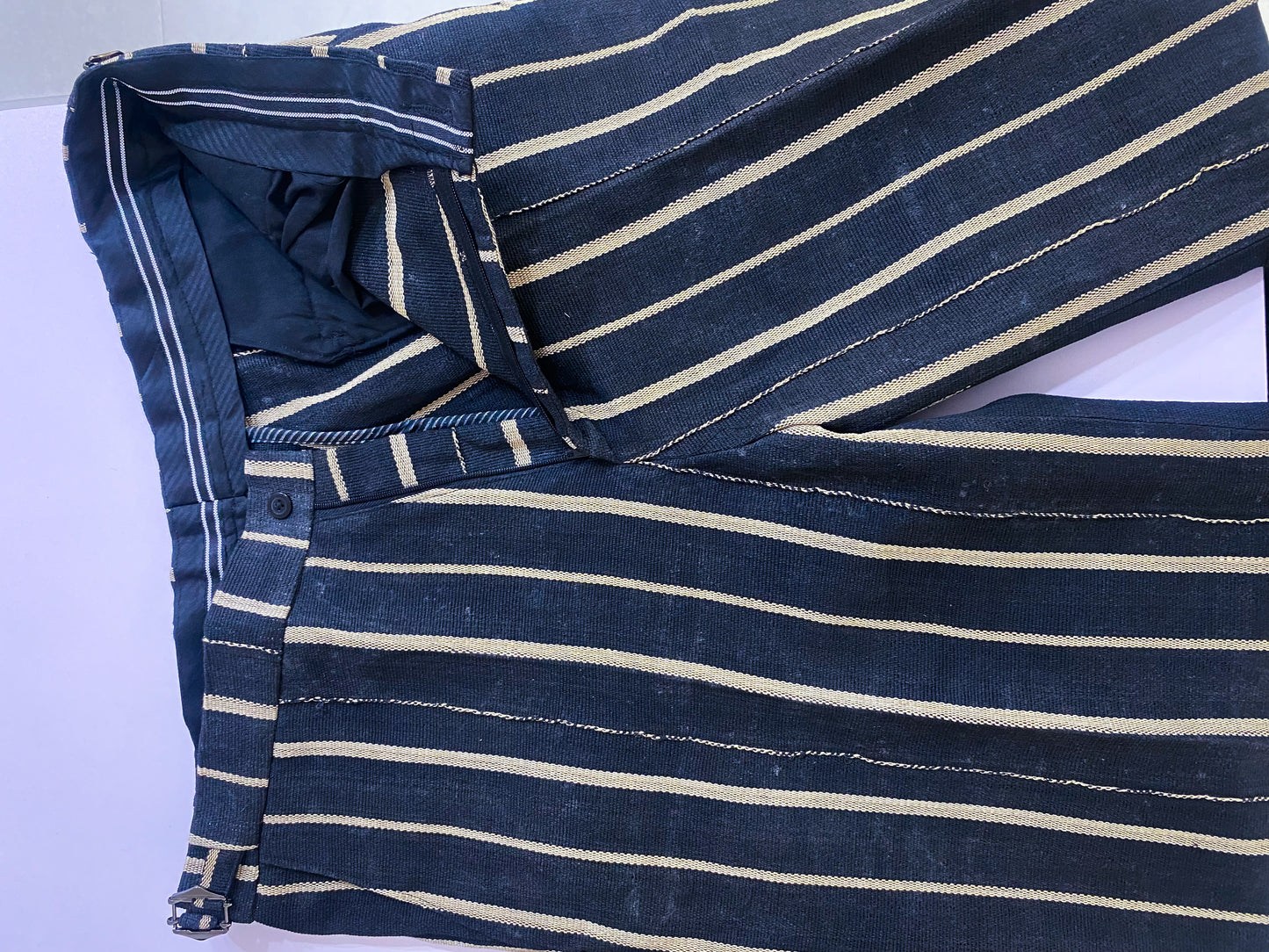 Black and Beige Striped Aso Oke Trouser