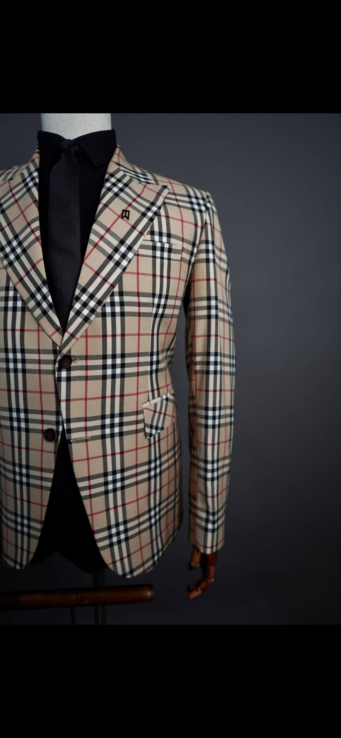 Brown Checkered Two Button Blazer