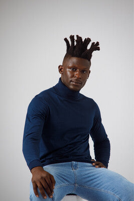 Blue turtle neck shirt