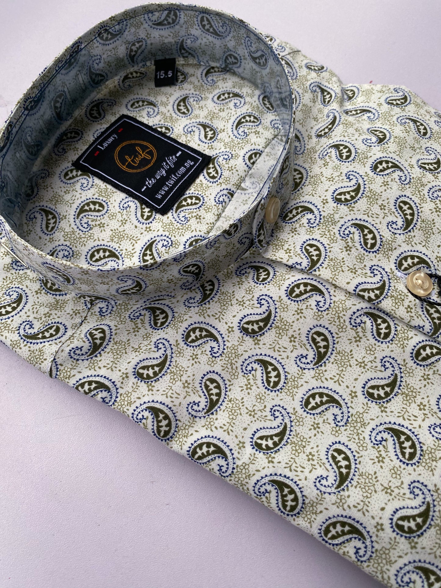 Cream and green Digital Print