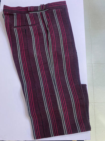 Wine Stripe Aso Oke Trouser