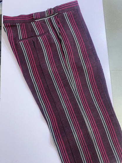 Wine Stripe Aso Oke Trouser