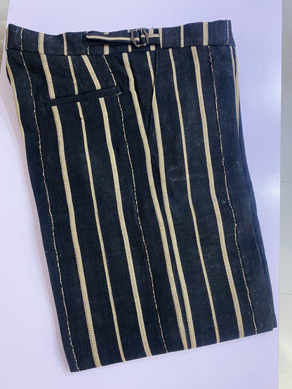 Black and Beige Striped Aso Oke Trouser
