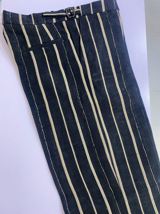 Black and Beige Striped Aso Oke Trouser