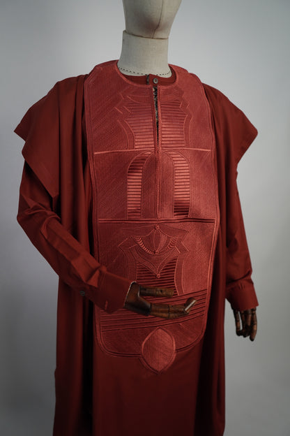 Burnt Orange Three Piece Agbada