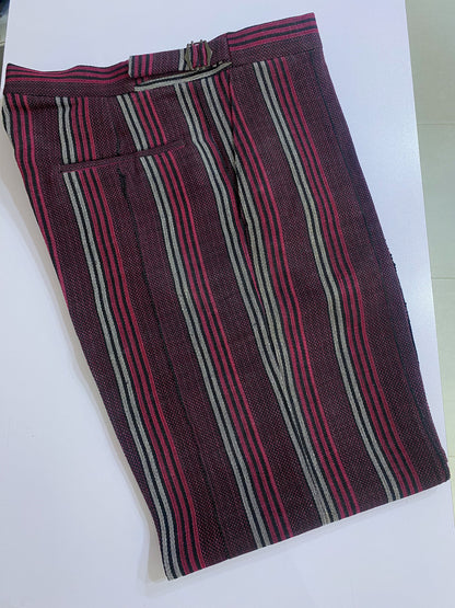 Wine Stripe Aso Oke Trouser