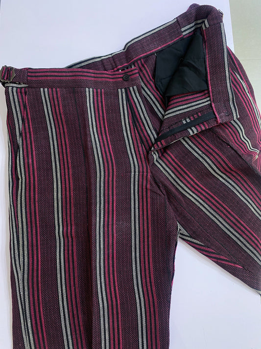Wine Stripe Aso Oke Trouser