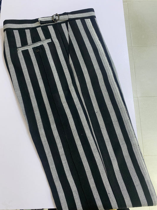 Black And White Stripe Aso Oke Trouser