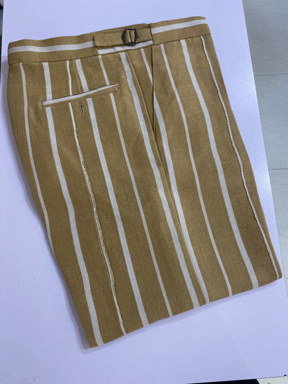 Cream and White Stripe Aso Oke Trouser