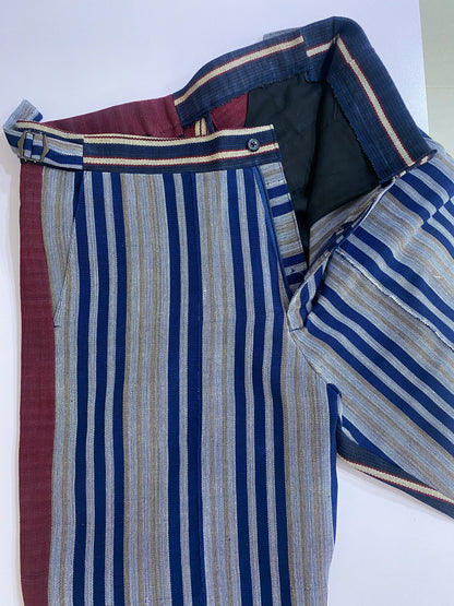 Wine and Blue Stripe Aso Oke  Trouser