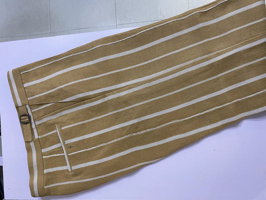 Cream and White Stripe Aso Oke Trouser