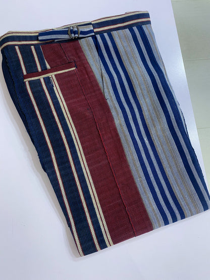 Wine and Blue Stripe Aso Oke  Trouser