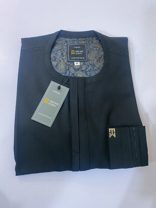 Black Kaftan with flap and pocket detailing