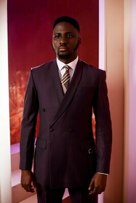 Purple Double Breasted Suit, pocket strap and pant