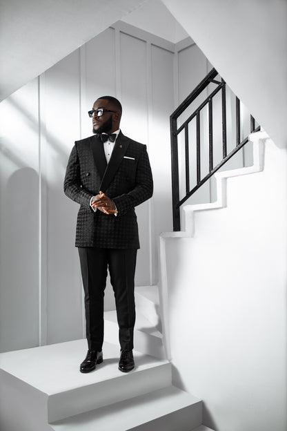 Black Houndstooth Double Breasted Tux