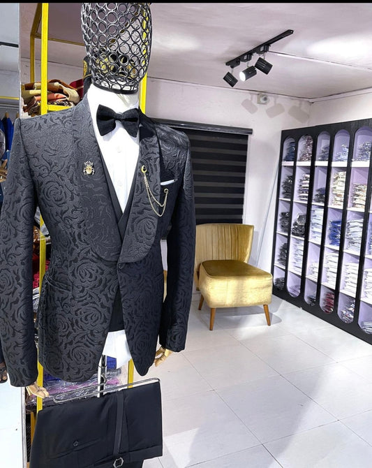 Black Damask Shawl Lapel Tux
