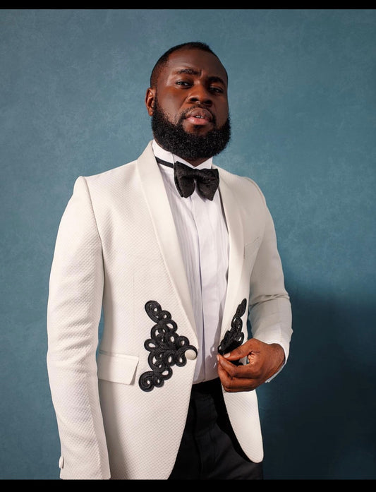 Ivory Tuxedo with Black Chinese Button