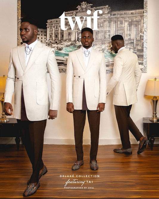 Beige Deluxe Double Breasted Suit
