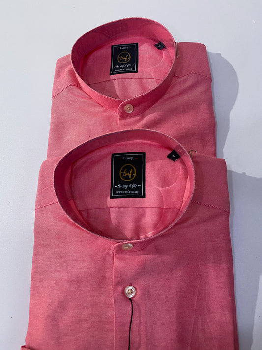 Peach oxford bishop collar shirt
